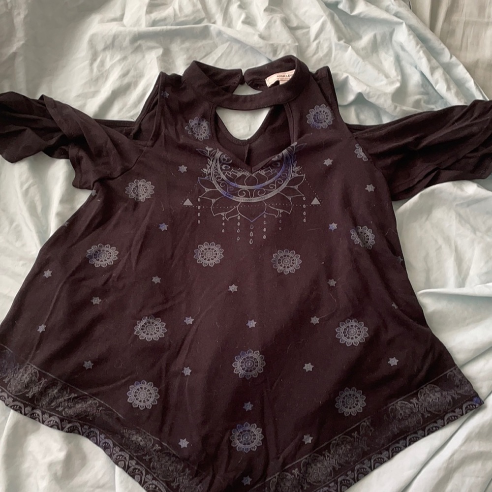 Black printed shoulder cut shirt